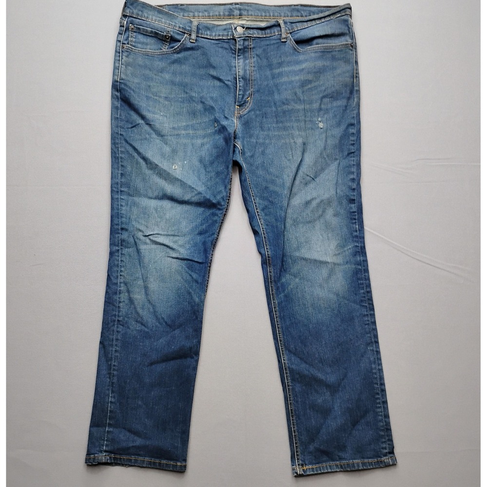 Levis Mens 541 Athletic Taper Medium Wash Blue Jeans 44x32 Distressed